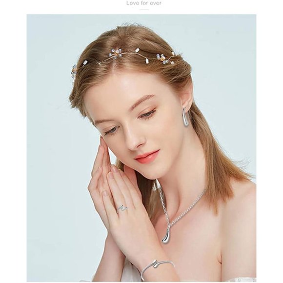 New 4PCS Sterling Silver Jewelry Set for Women Teardrop Pendant Necklace… - Picture 7 of 7